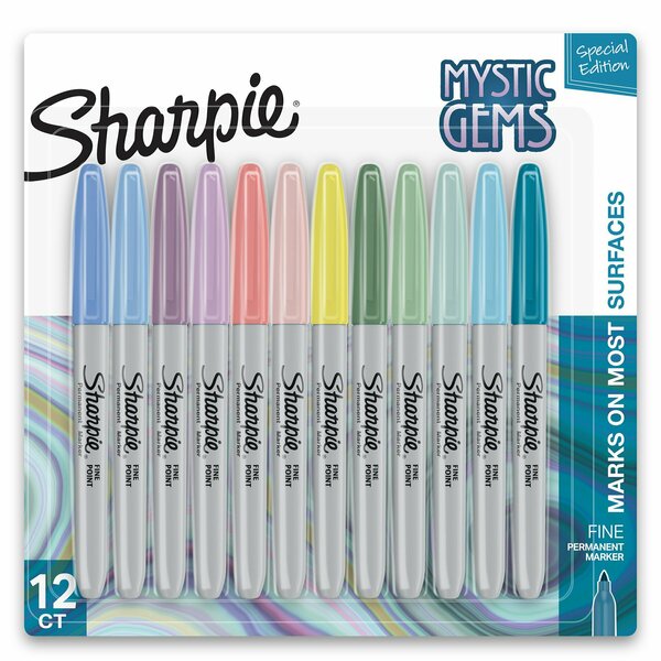 Sharpie Permanent Markers, Fine Point, Mystic Gem Colors, 12PK 2136729